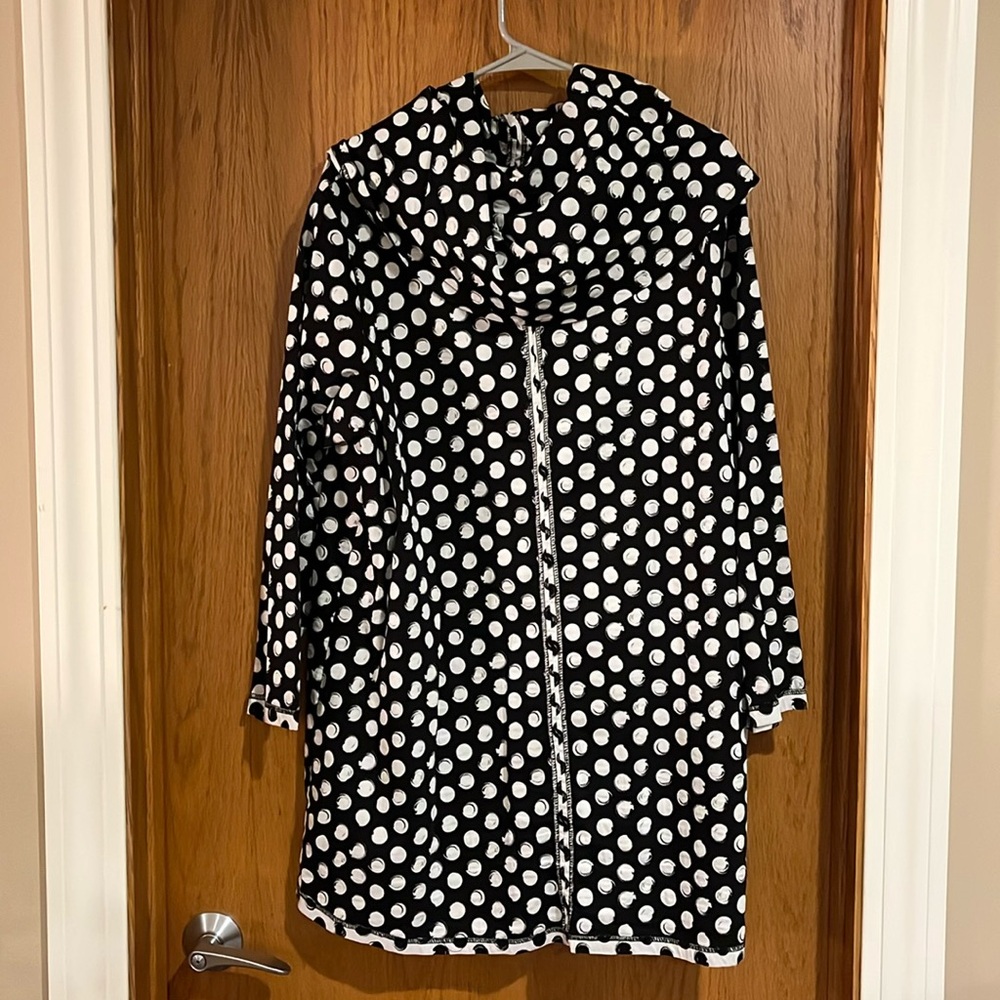 Reversible black and grey polka dot cowl neck tunic blouse